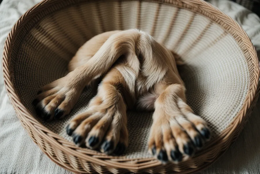 Hund schläft sicher im Flur – Rückzugsort als Teil von sicherem Hundeverhalten nach dem Bissvorfall