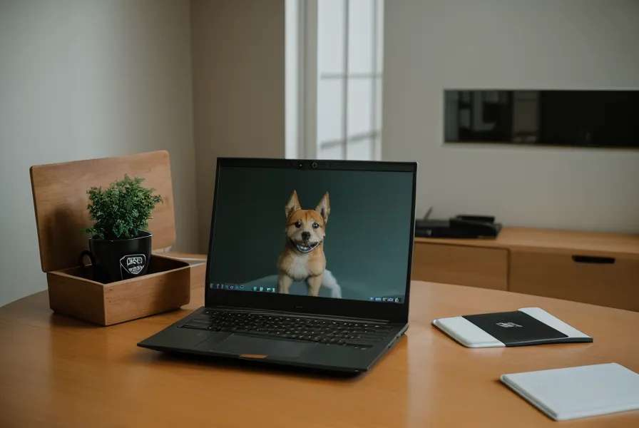 Ein Laptop zeigt Module eines Online-Kurses über Hundeverhalten auf einem Schreibtisch.